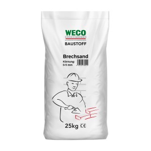 Sack Brechsand, 25 kg, für Pflasterarbeiten und den Unterbau. Körnung 0-3 mm.