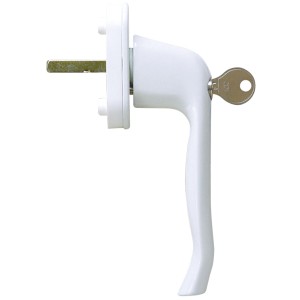 Poignée de fenêtre en aluminium blanc verrouillable avec clé pour fenêtre PVC.