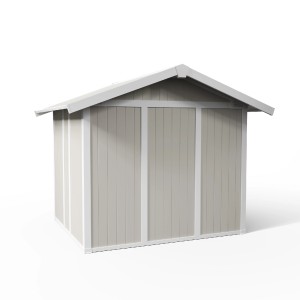 Abri de jardin Grosfillex Utility 4,9 gris-vert, abri en plastique avec double porte.