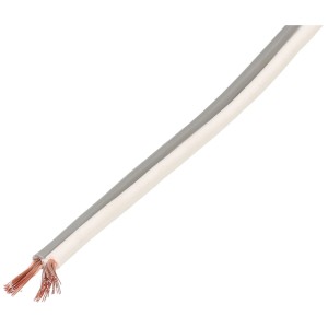 Câble de haut-parleur blanc (2x2,5 mm²) vendu au mètre pour audio et vidéo.