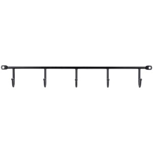 Siro appendiabiti, metallo nero opaco, 5 ganci, interasse 339 mm.