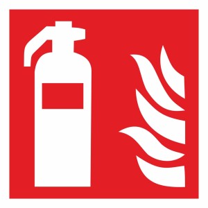 Panneau indicateur extincteur, 15x15 cm, rouge/blanc, pour l'identification des extincteurs.