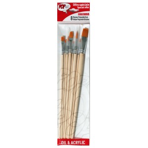 Pébéo Borstenpinsel-Set, 8 gelbe Pinsel für Öl- und Acrylmalerei, verschiedene Formen.
