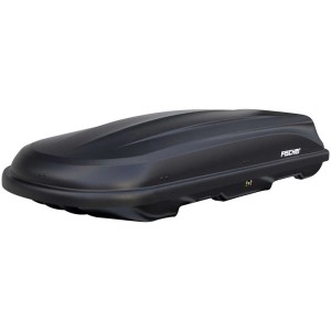Coffre de toit noir Fischer Xtreme 2 avec volume de 600 l pour voyage et transport.
