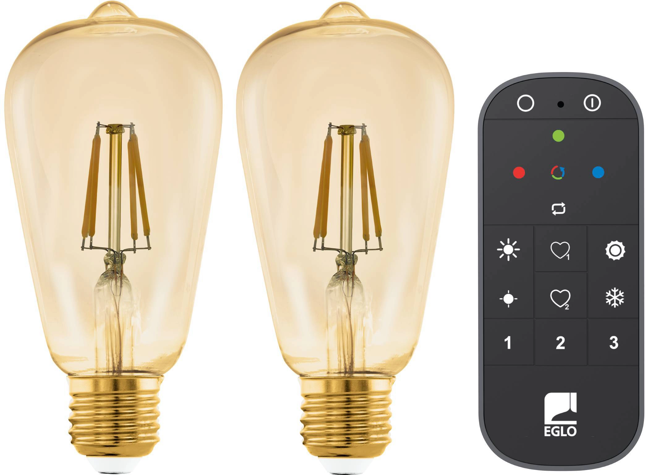 Eglo kit lampadine LED ST64 con telecomando Bianco caldo E27 / 5,5 W / 2 pz.
