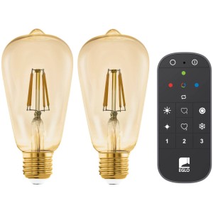Eglo LED Lampadina a filamento ST64 Set con telecomando, E27, 5.5W, Bianco caldo.