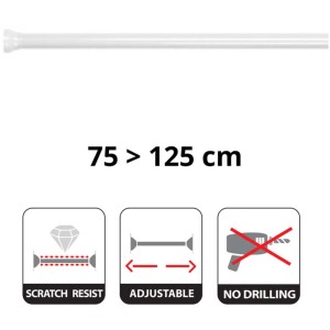 Spirella Kreta barre de douche blanche, barre de douche extensible en aluminium, 75-125 cm.