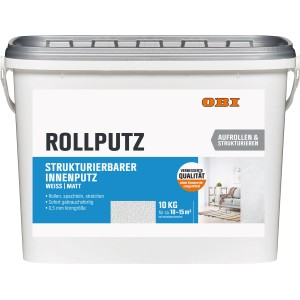 Secchio di intonaco a rullo OBI, bianco opaco, 10 l, per pareti interne strutturate. Senza conservanti.