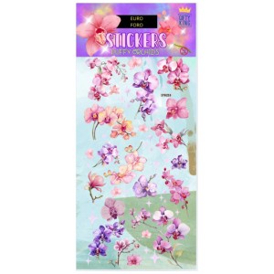 Puffy Sticker Orchids, 3D Wandtattoos mit Blumenmotiven in Pastellfarben.