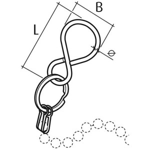 Disegno di accessorio per catena a sfera Conacord in ottone, 29 mm, cromo.
