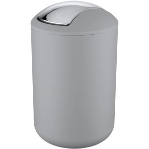 Cestino Wenko Brasil L grigio con coperchio basculante cromato.
