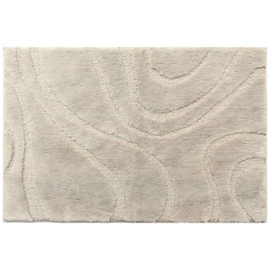 Tappeto bagno Diaqua Motion beige in cotone, 60x90 cm, con motivo moderno.