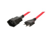 Textil-Verlängerung H05VV-F3G1.0 Stecker T12 Rot Länge 3 m
