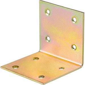 Équerre à angle large zinguée jaune 60x60x60 mm pour constructions en bois.