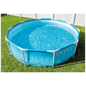 Intex Frame Pool Set Beachside, Ø 305 cm, con motivo oceano blu e telaio bianco.