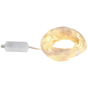 Striscia LED Globo, 5 m, con 50 LED bianco caldo, USB-C per illuminazione flessibile.