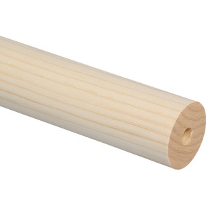 Main courante ronde en épicéa, diamètre 40 mm, longueur 2250 mm, pour intérieur et extérieur.