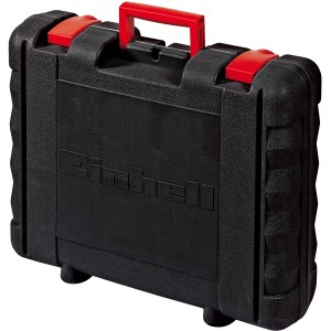 Boîte de transport noire pour scie sauteuse Einhell TC-JS 85 avec poignée rouge.