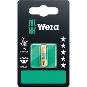 Inserto Wera TX25, 25 mm, rivestito in diamante per una presa sicura, adatto per viti TX.