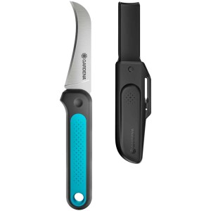 Coltello da giardino Gardena VeggieCut in acciaio inox con fodero per verdure ed erbe aromatiche.