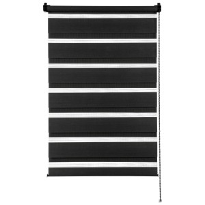 Store double Gardinia EasyFix, noir, 60x150 cm, avec bandes transparentes et opaques.