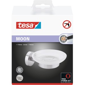 Tesa Moon Seifenschale in Edelstahloptik zur Wandmontage ohne Bohren.