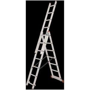 Scala multiuso Krause 3x7 gradini, utilizzabile come scala d'appoggio, a cavalletto o scorrevole.