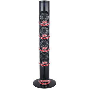 Ventilateur colonne noir Sonnenkönig Dolmen 4 avec 4 ventilateurs et oscillation.