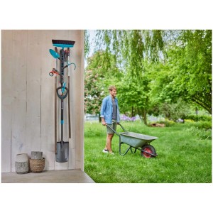 Gardena Geräteleiste Flex con attrezzi da giardino e supporti per riporre salvaspazio.