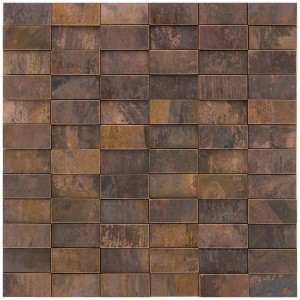 Mosaïque 3D en métal aspect cuivre, 30x30cm, pour revêtement mural intérieur.