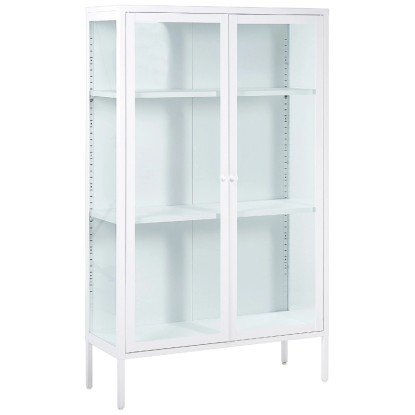 Beliani Vitrine Nash Acier Blanc (HxlxP) 150 x 90 x 35 cm