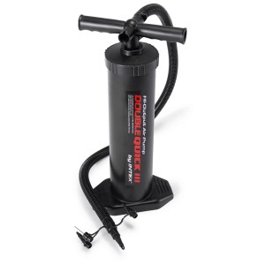 Pompe à main haute performance Intex noire avec tuyau et embouts.