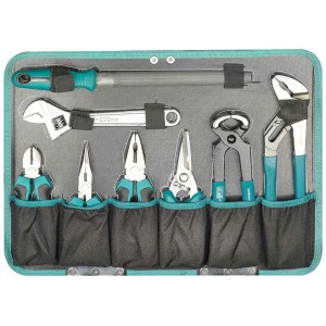 Technocraft mallette à outils : Jeu d'outils avec pinces, clés et scie dans une mallette.