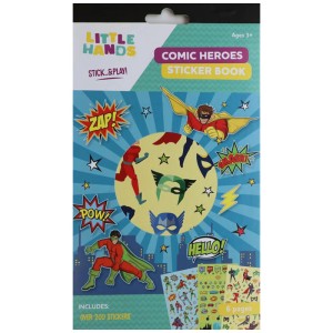 Glorex livre de stickers Héros de BD, 6 pages, idéal pour le bricolage et la décoration.