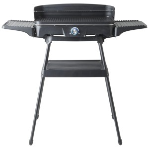 Nouvel Grill elettrico Square, acciaio nero, con ripiani e controllo temperatura.