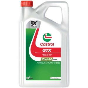 Olio motore Castrol GTX 10W-40 A3/B4 in tanica da 5L per motori benzina e diesel.