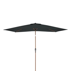 Ombrellone da balcone Doppler Wood, 196x298 cm, antracite, con manovella. Parasole rettangolare per balcone e giardino.