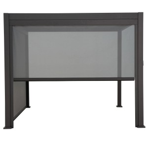 Tenda da sole Mirador 3 m antracite per coperture per patio, parzialmente abbassata.
