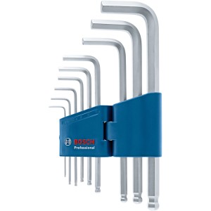 Bosch Professional Innensechskantschlüssel-Set Hex, 9-teilig, im blauen Halter.