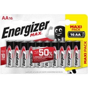 Energizer Max AA batterie alcaline, confezione da 16. Batterie alcaline per dispositivi di uso quotidiano.