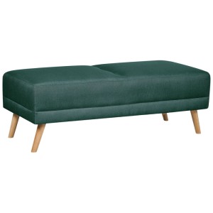 Pouf Beliani Florli, tissu vert foncé, avec pieds en bois clair. Repose-pieds style scandinave.
