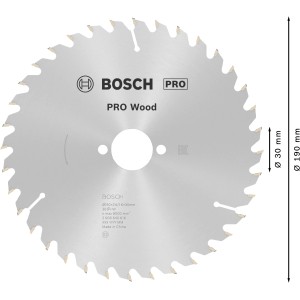 Lama per sega circolare Bosch in metallo duro, diametro 190 mm, per tagli precisi nel legno.