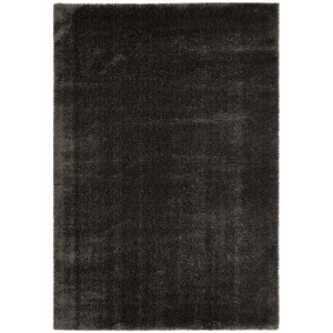Anthrazitfarbener Hochflorteppich Gela, 60x110 cm, aus weichem Polyester.