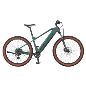 Prophete E-Bike MTB Dice 1.0, verde bronzo opaco, 27,5 pollici. E-mountain bike hardtail con batteria integrata.