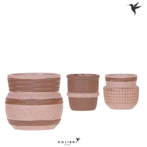 Pots de fleurs Kolibri Home Mix Ethnic Sand, différents designs, Ø 9 cm, en céramique.