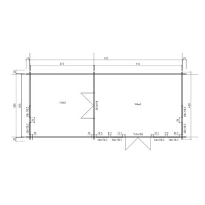 Pianta Alpholz casetta da giardino Ben 70, 678x420 cm, non trattata, con dimensioni.