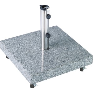 Portaombrellone Denia grigio in granito, 38,5 kg, con ruote e tubo in acciaio inox.