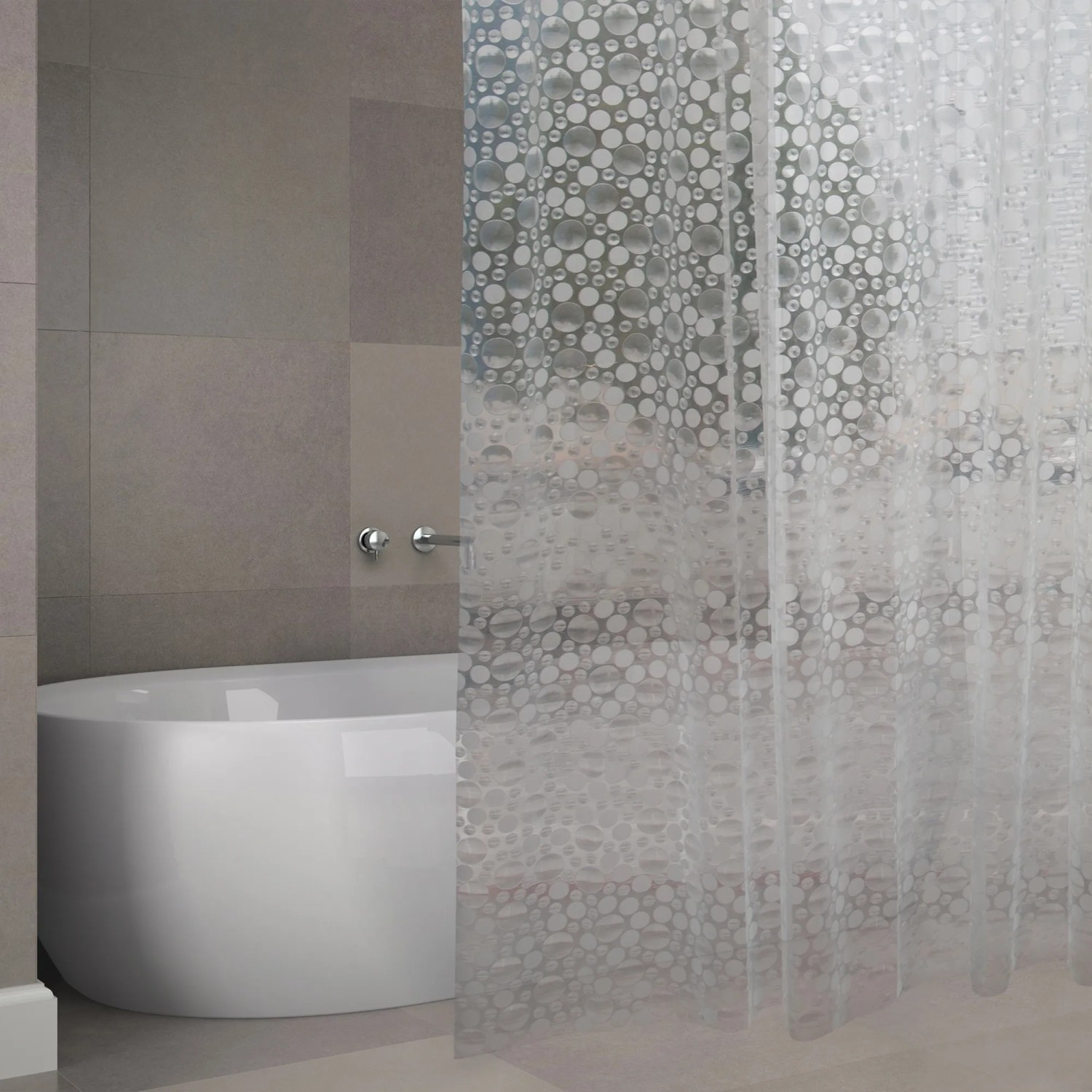 Rideau De Douche IDesign PEVA 183x183cm - Anti-Moisissure, Sans PVC - Design Givré