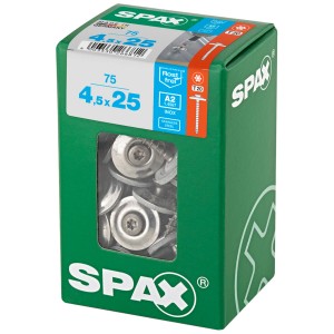 Viti per lattoneria Spax 4,5x25 mm, acciaio inox A2, con rondella di tenuta in scatola verde (75 pz.)