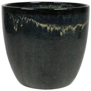 Vaso per piante Rico in ceramica smaltata ciano di Decofinder, Ø 44 cm.
